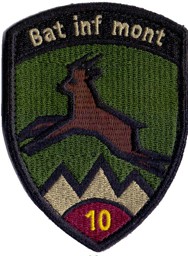 Immagine di Bat Inf mont 10 violett Abzeichen mit Klett Schweizer Armee