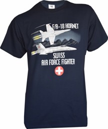 Immagine di F/A 18 Hornet Schweizer Luftwaffe T-Shirt Navyblau