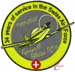 Immagine di Pilatus PC-9 Schweizer Luftwaffe 34 Jahre 1988-2022 Erinnerungsabzeichen Badge 