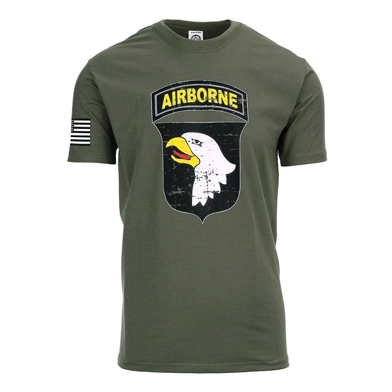 Image de 101st Airborne screaming eagles T-Shirt oliv