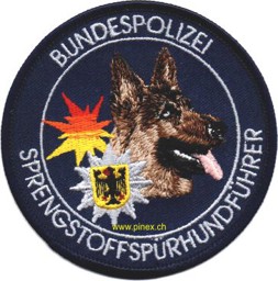 Bild von Bundespolizei Sprengstoffspürhundführer Schäferhund blau Polizei Abzeichen Deutschland