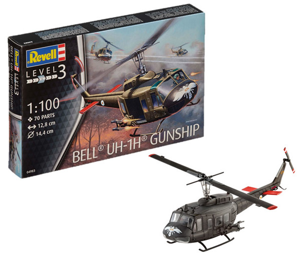Bild von Revell Bell UH-1H Gunship Huey Helikopter Modellbausatz 1:100