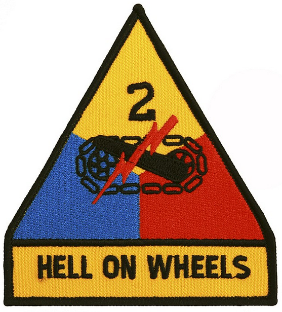Bild von 2nd Tank Division zweite Panzerdivision "Hell on Wheels" US Army Abzeichen Patch