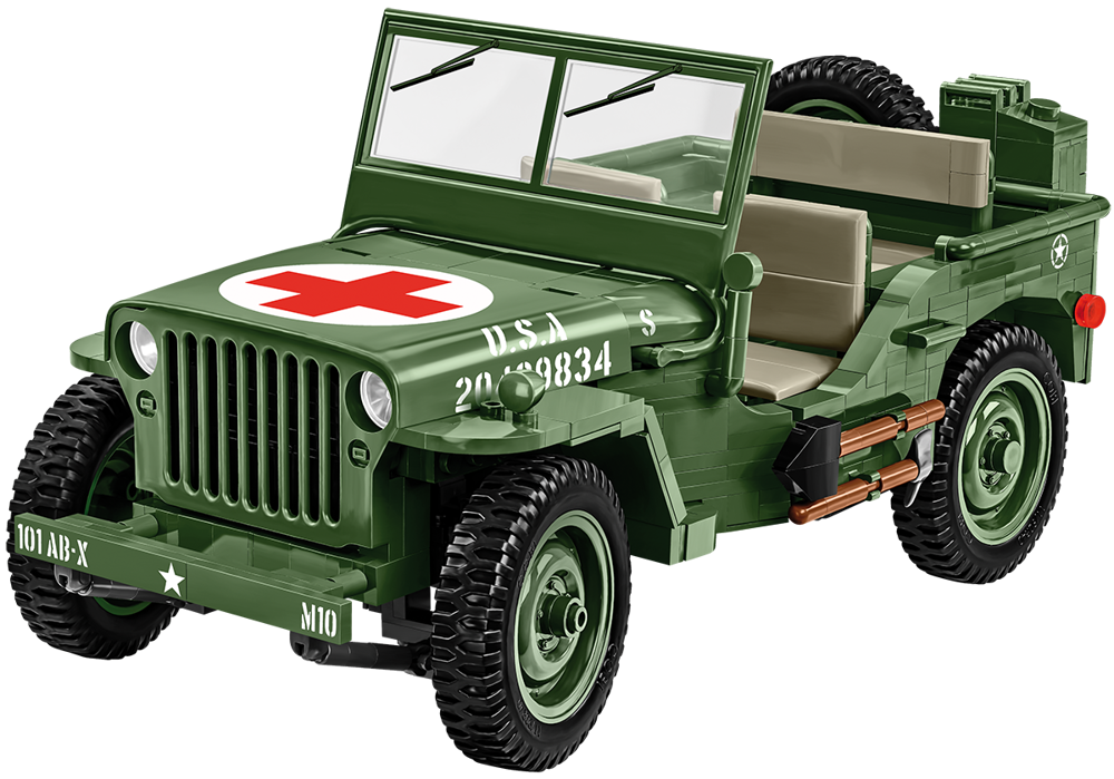 Image de Willys MB Jeep Medical Fahrzeug Historical Collection WWII US Army COBI 2806 Massstab 1:12 VORVERKAUF Lieferung Ende KW24