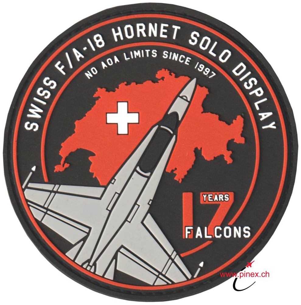 Image de Swiss F/A-18 Hornet NO AOA Display Team Staffel 17 Falcons PVC Abzeichen     