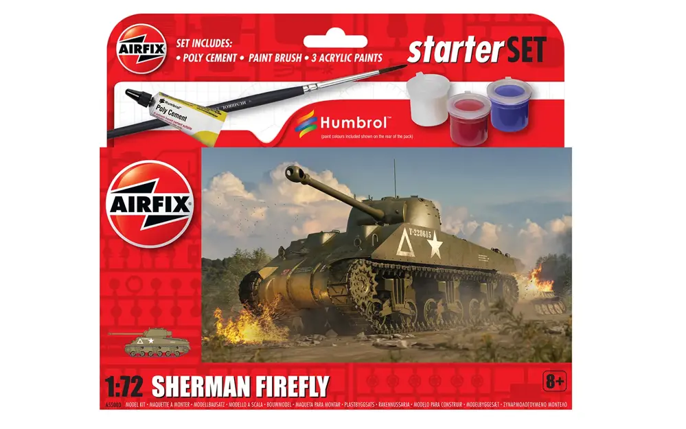 Bild von Sherman Firefly Panzer Modellbausatz 1:72 Airfix Anfänger Starter Set leicht