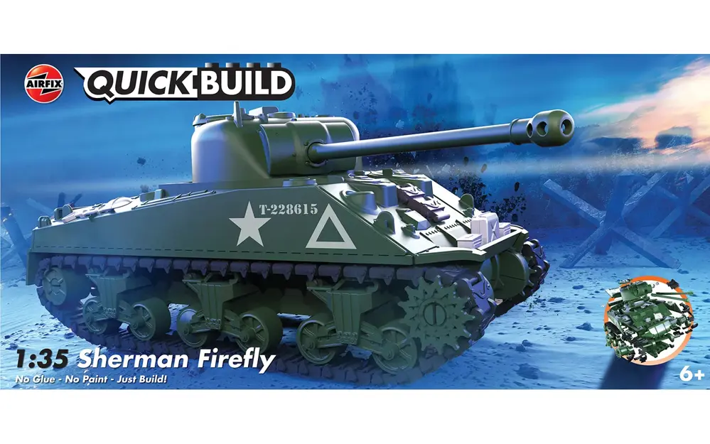 Bild von Sherman Firefly Panzer 1:35 Bausteine Bausatz Airfix Quickbuild