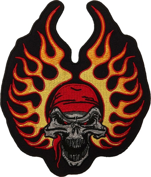 Picture of Flaming Skull with Bandana Biker Patch 