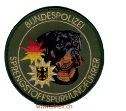 Bild von Bundespolizei Sprengstoffspürhundführer Rottweiler grün
